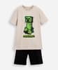Conjunto curto infantil Minecraft - Bege
