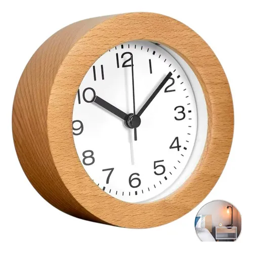 Relógio Despertador Vintage Madeira Silencioso Decorativo